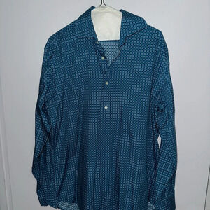 Thomas Dean Men’s Large Blue Casual Button Down Shirt